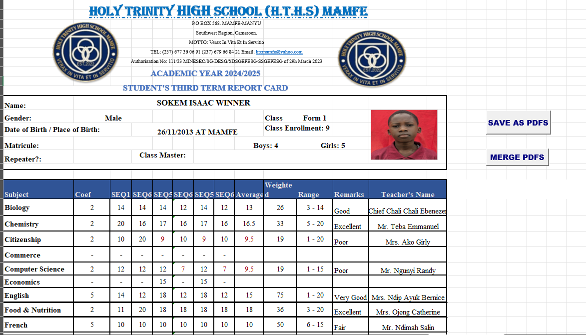 Result Management System for Secondary Schools